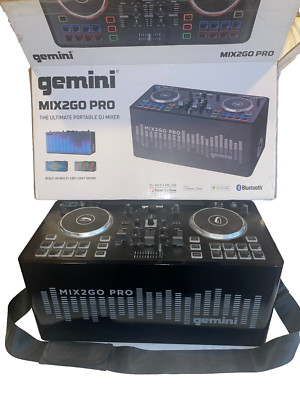 NEW Gemini MIX2GO PRO Portable DJ Mixer w/ Built-in Speakers and LED Light Show