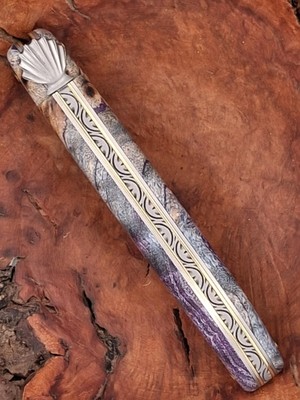 Couteau d'Exception   Coquille, Ressort Guilloché & Loupe de Peuplier