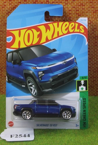 Hot Wheels Silverado EV RST – HW Green Speed – Échelle 1:64 – Bleu Foncé – Mattel 2024