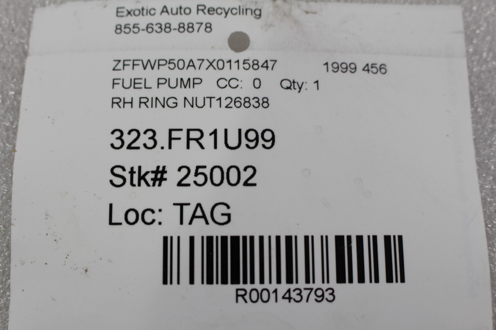 Ferrari 456 M, Fuel Pump Locking Ring, Used, P/N 126838