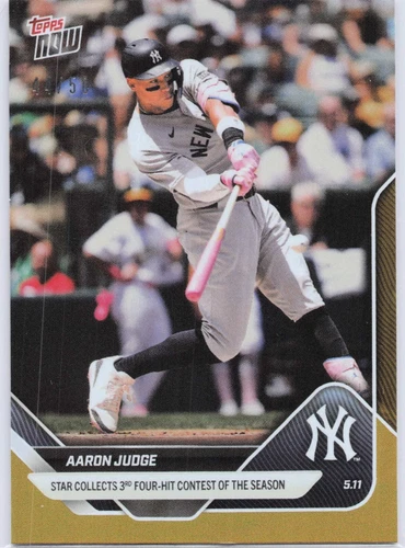 2025 Topps Now Card 169 Aaron Judge 3rd 4 Hit Game in 2025 44/50 -Free Shipping!