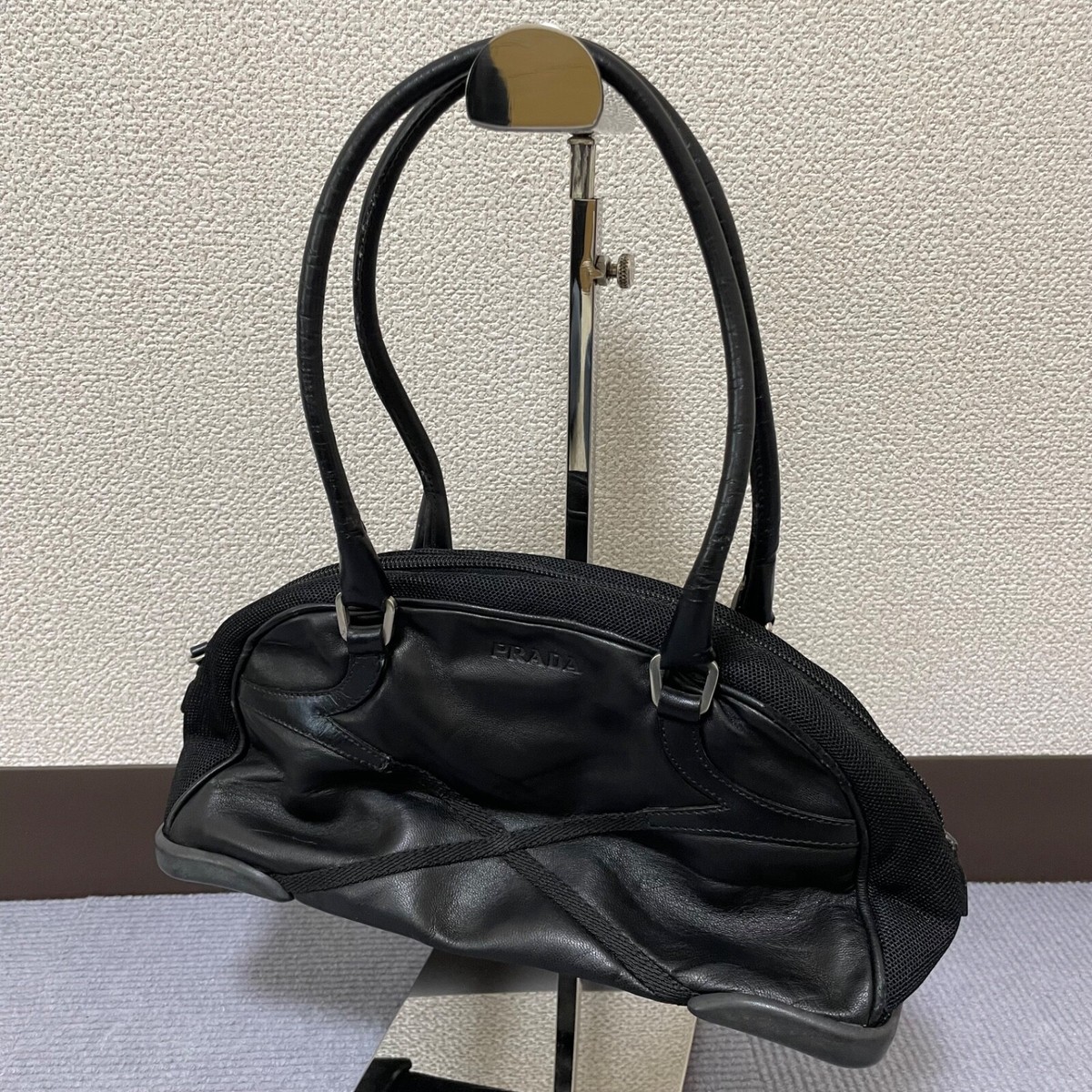 Prada Bowling Bag Handbag Leather Black | eBay
