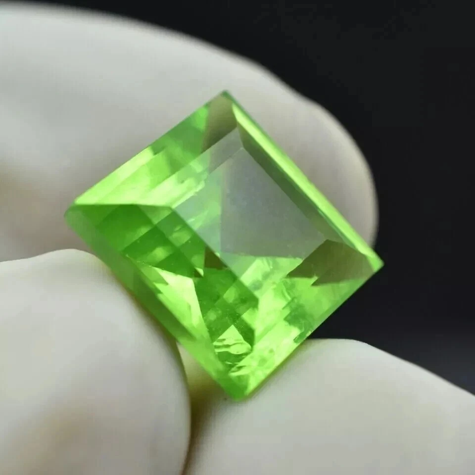 Green Peridot Genuine Square Cut 15+ Ct Natural Loose Gemstone EGL Certified - Image 4 of 4
