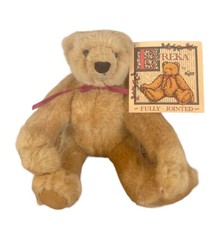 Russ Berrie EUREKA Fully Jointed Bear W/Suede Paws Plush Stuffed Animal 10" tall