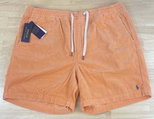 Orange Corduroy Drawstring Shorts 