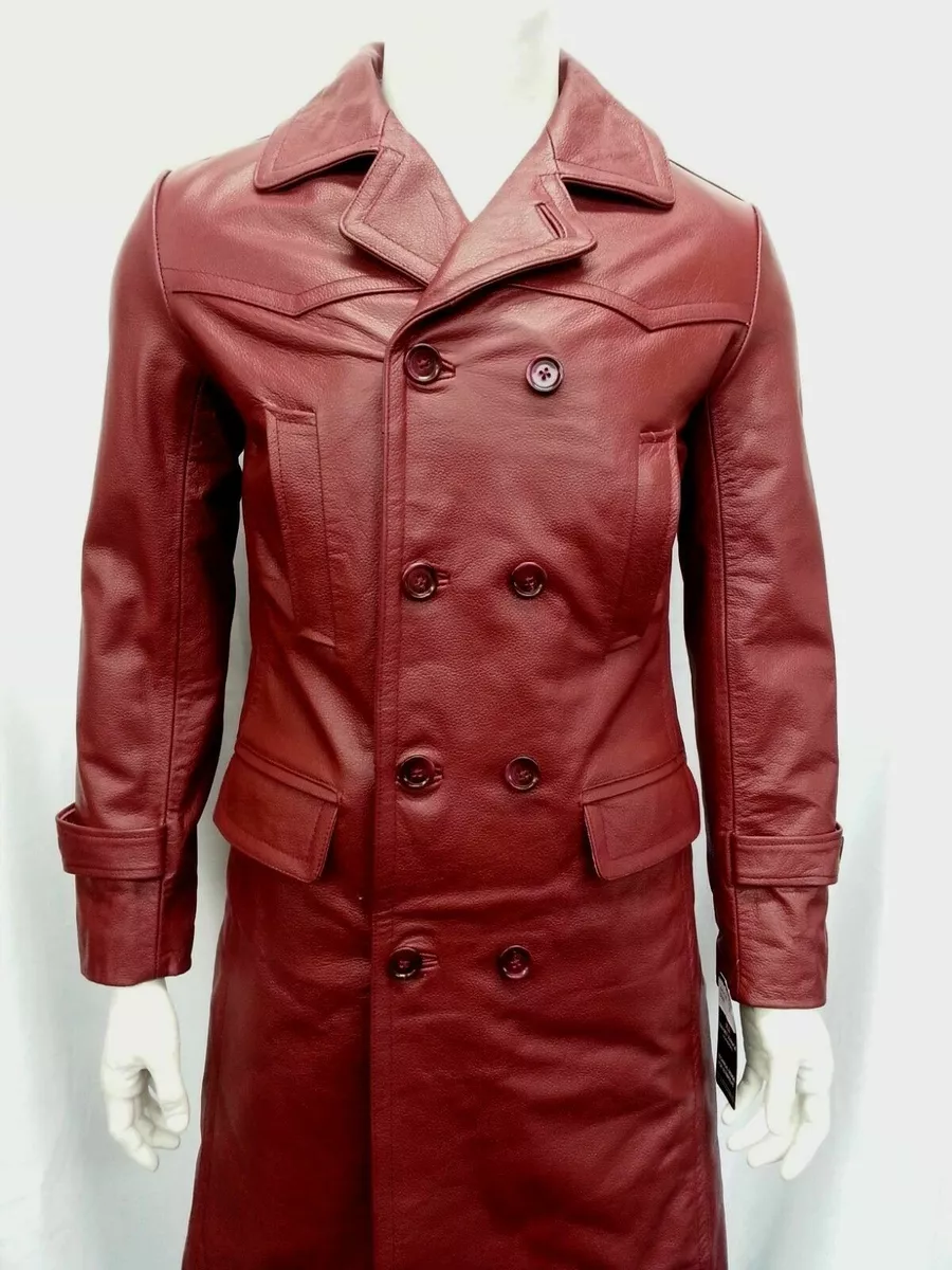 Burgundy long coat clearance mens