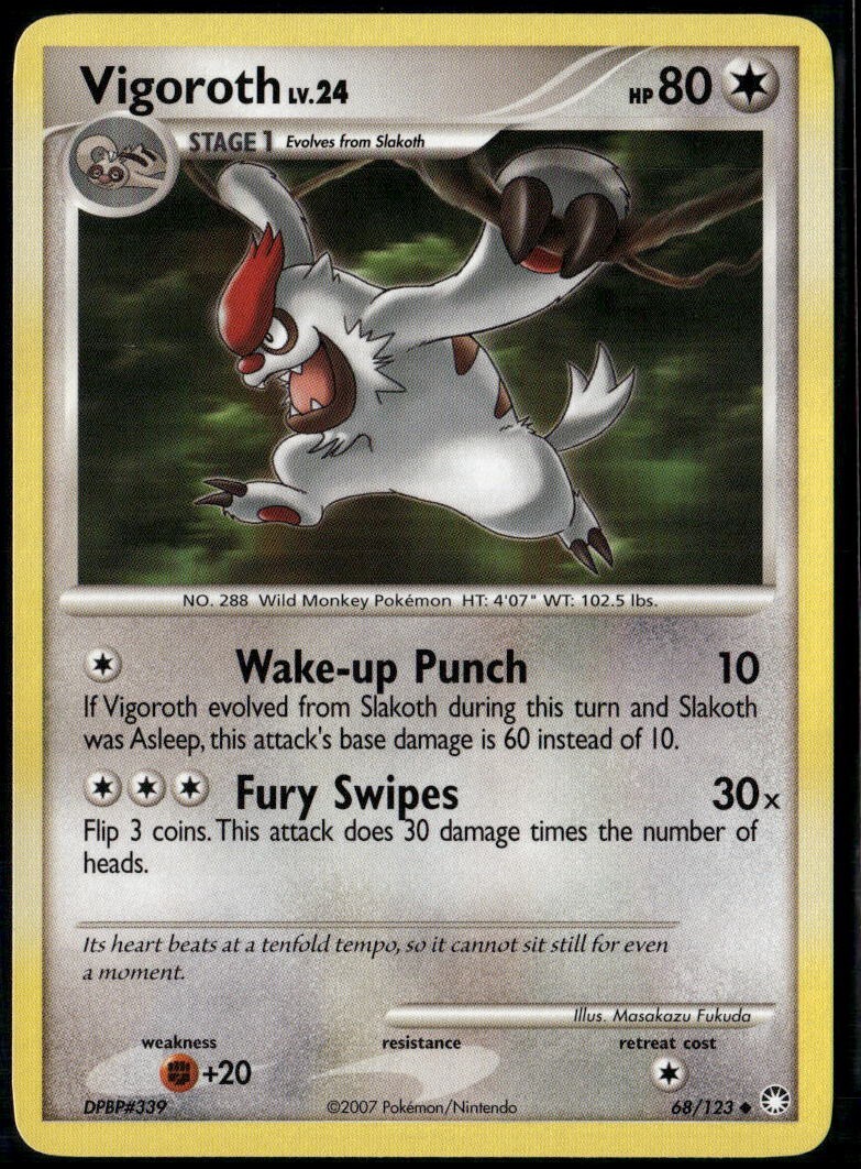Vigoroth Uncommon - DP Mysterious Treasures 68/123 2007 LP+ Pokemon