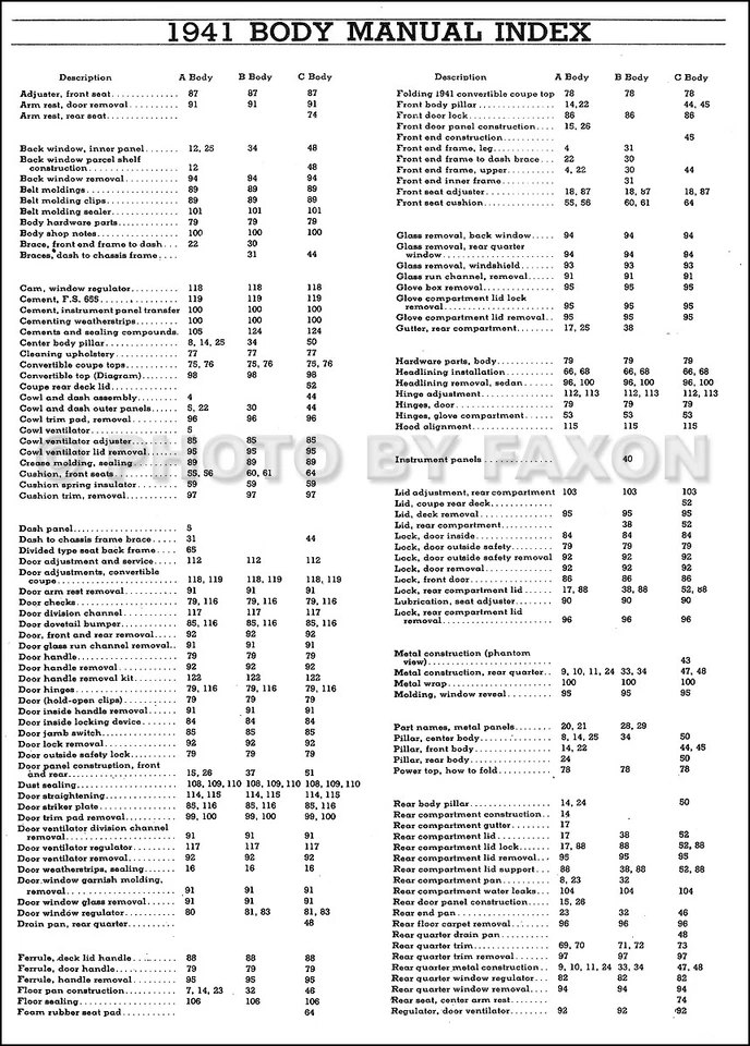 1941-1942 Pontiac кузов ремонтная мастерская руководство Fisher Streamliner Torpedo Chieftain - Изображение 2 из 3