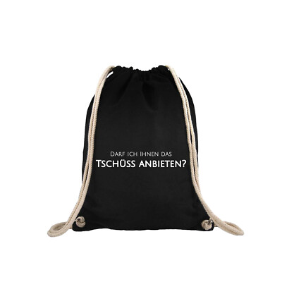Premium Turnbeutel Gymsack Sportbeutel Damen Herren Darf ich ... -Schwarz- NEU
