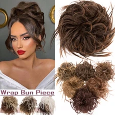 Natural Scrunchies Hair Curly Messy Bun Hairpiece Updo Wrap on Hair Extensions