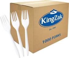 Plastic Forks, Medium Weight Disposable Cutlery, Value Pack - 1000 Count, White