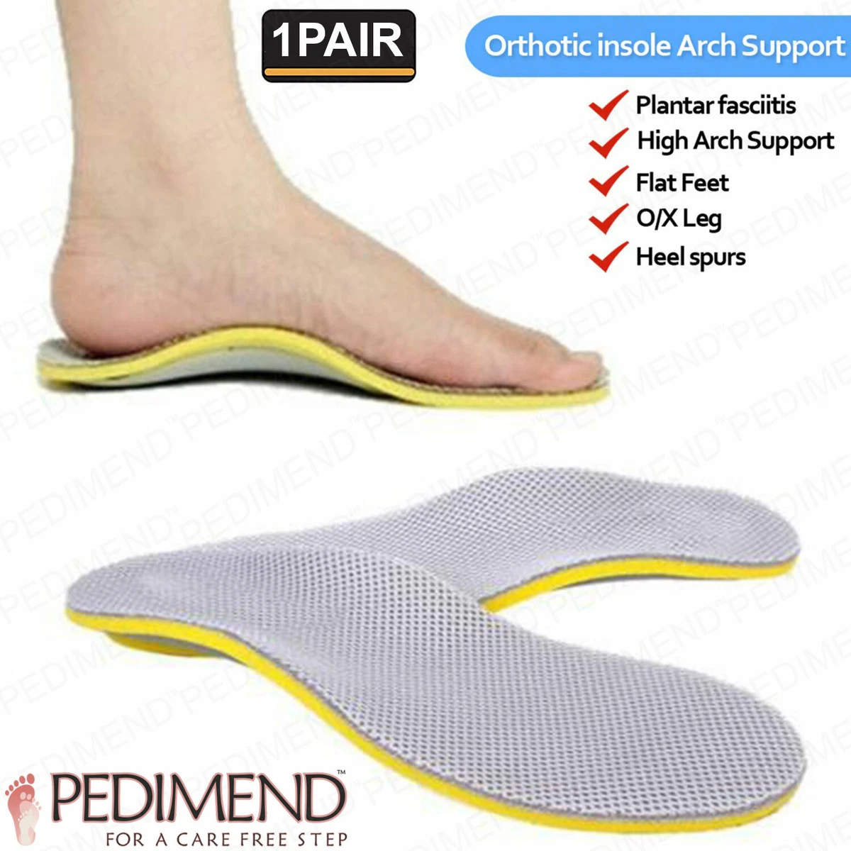 Orthopedic Insoles for Flat Feet and Plantar Fasciitis Relief 2Pcs