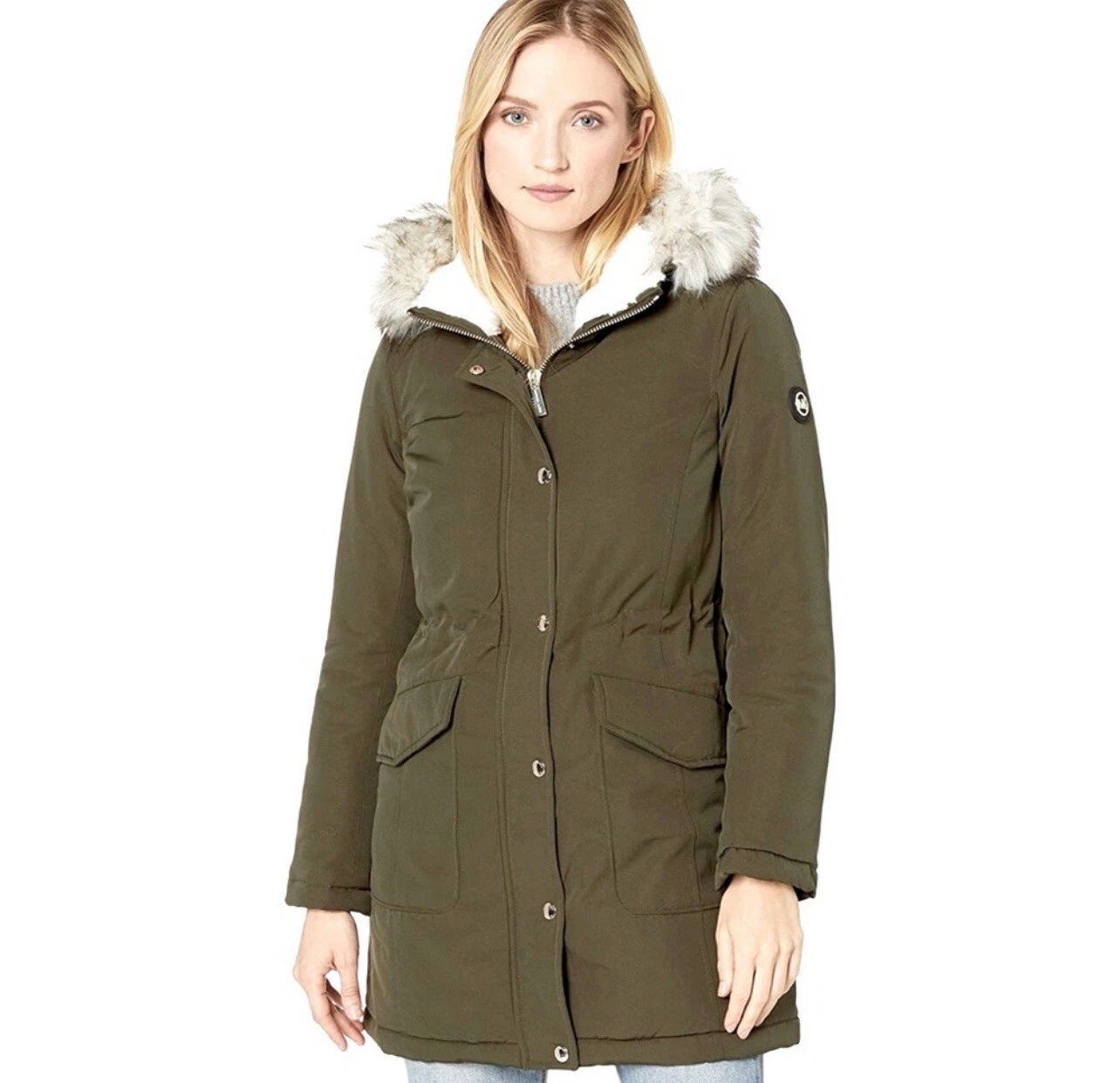 Cappotto MICHAEL Michael Kors con cappuccio pelliccia chiusura a scatto davanti Polyfill Anorak Parka medio