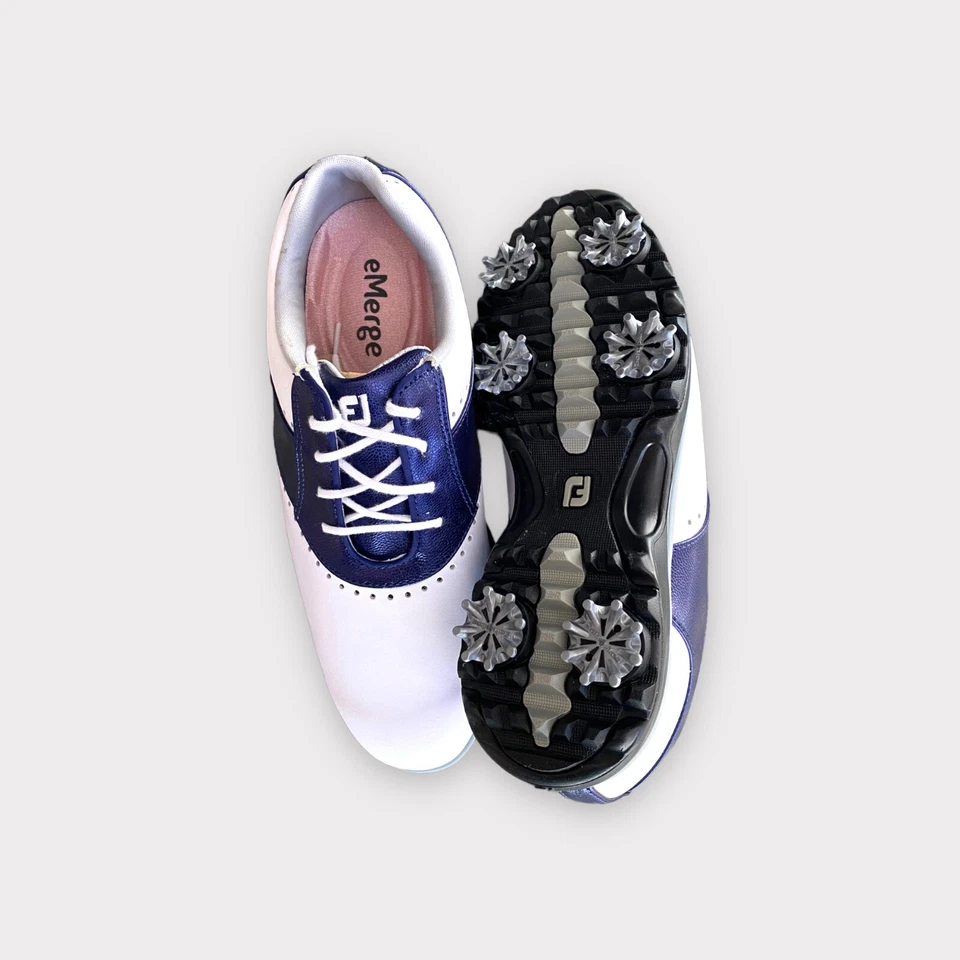 FootJoy eMerge Ladies golf shoes. Waterproof. White-Blue. EU 40 Comfortable Fit - Imagen 2 de 4