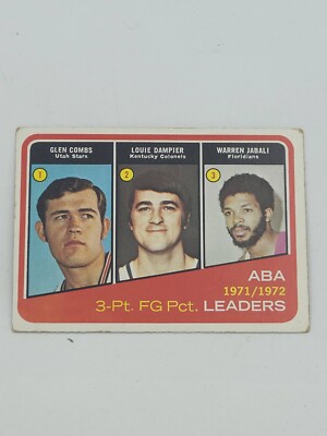 1972 Topps 3pt FG Pct. Leaders ABA Louie Dampier Glen Combs Warren Jabali