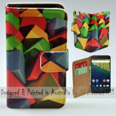 For Google Pixel Series Colour Cubes Theme Print Wallet Mobile Phone Case Cover