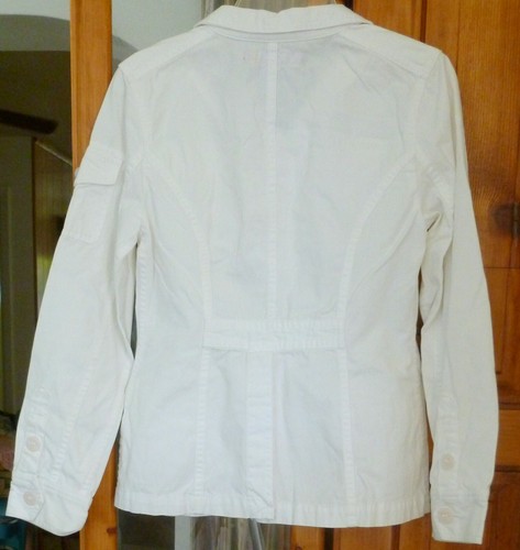 SO Girl's White Cotton Summer JACKET 4 Button Pockets 1 Sleeve Pocket size 10 12 - Picture 2 of 2