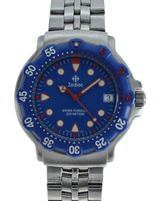 Rare Men's 38mm Blue/ Red ZODIAC Formula 1 Swiss Made