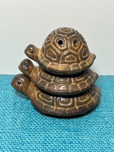 Vintage Stacking Turtle Incense Holder 3 Stacking Turtles Trinket Box Japan