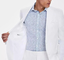 Bar III Men's Slim-Fit White 100 Linen Suit Jacket MSRP 360