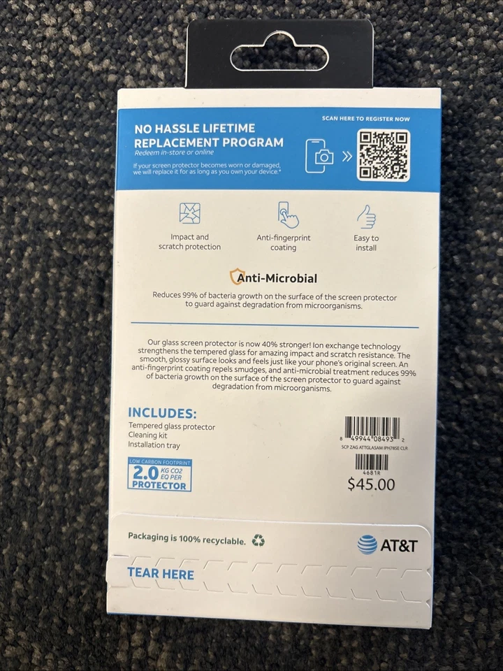 AT&T tempered glass screen protector for iPhone SE (20-22) / 8 / 7 - Изображение 2 из 2