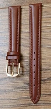 14mm VINTAGE APOLLO ANTIQUE CALF LEATHER LT PADDED TAN WATCH STRAP, GOLD BUCKLE.