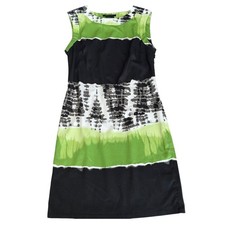 BCBGMAXAZRIA Sleeveless Sheath Dress Womens Size S Lime Green Artsy Abstract