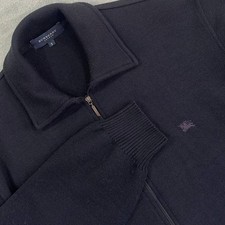 Burberry London Mens Full Zip Knit Sweater Jacket Black Size 5 XS Read  Preppy