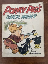 1938 Porky Pig's Duck Hunt Leon Schlesinger Saalfield Publishing Linen Book