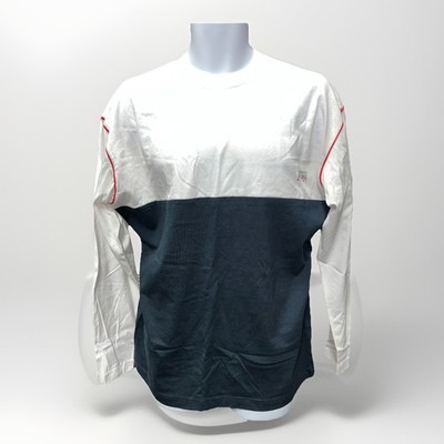 Vintage Gianfranco Ferre Sport Colorblock Long Sleeve Shirt White Navy Men's XL