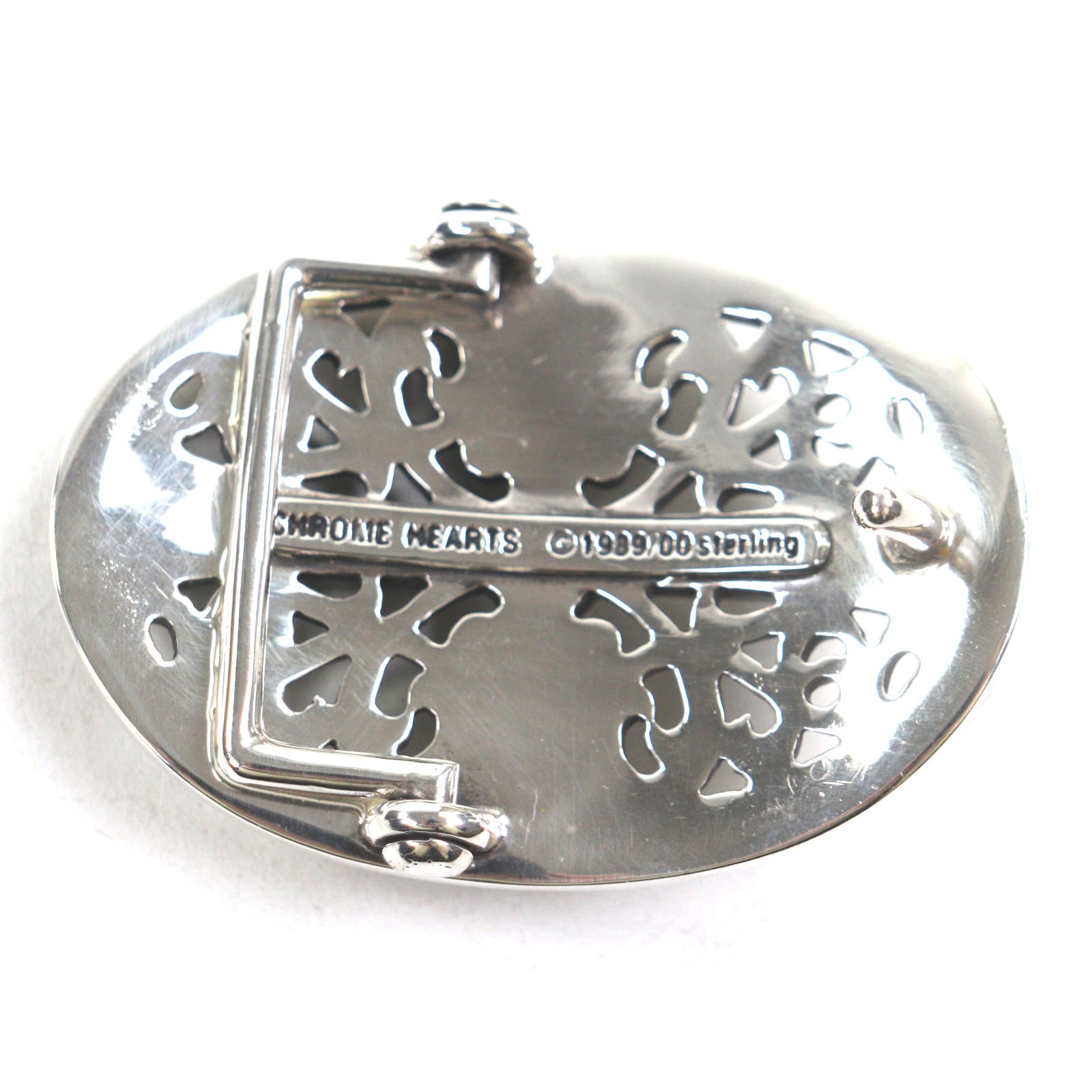 Great CHROME HEARTS belt Classic Oval Buckle Silver 925 mens thumbnail 2