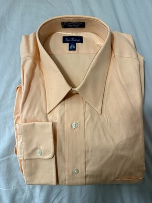 Paul Fredrick Dress Shirt Men 18.5 36 Peach Cotton Oxford Two-Ply Monogram