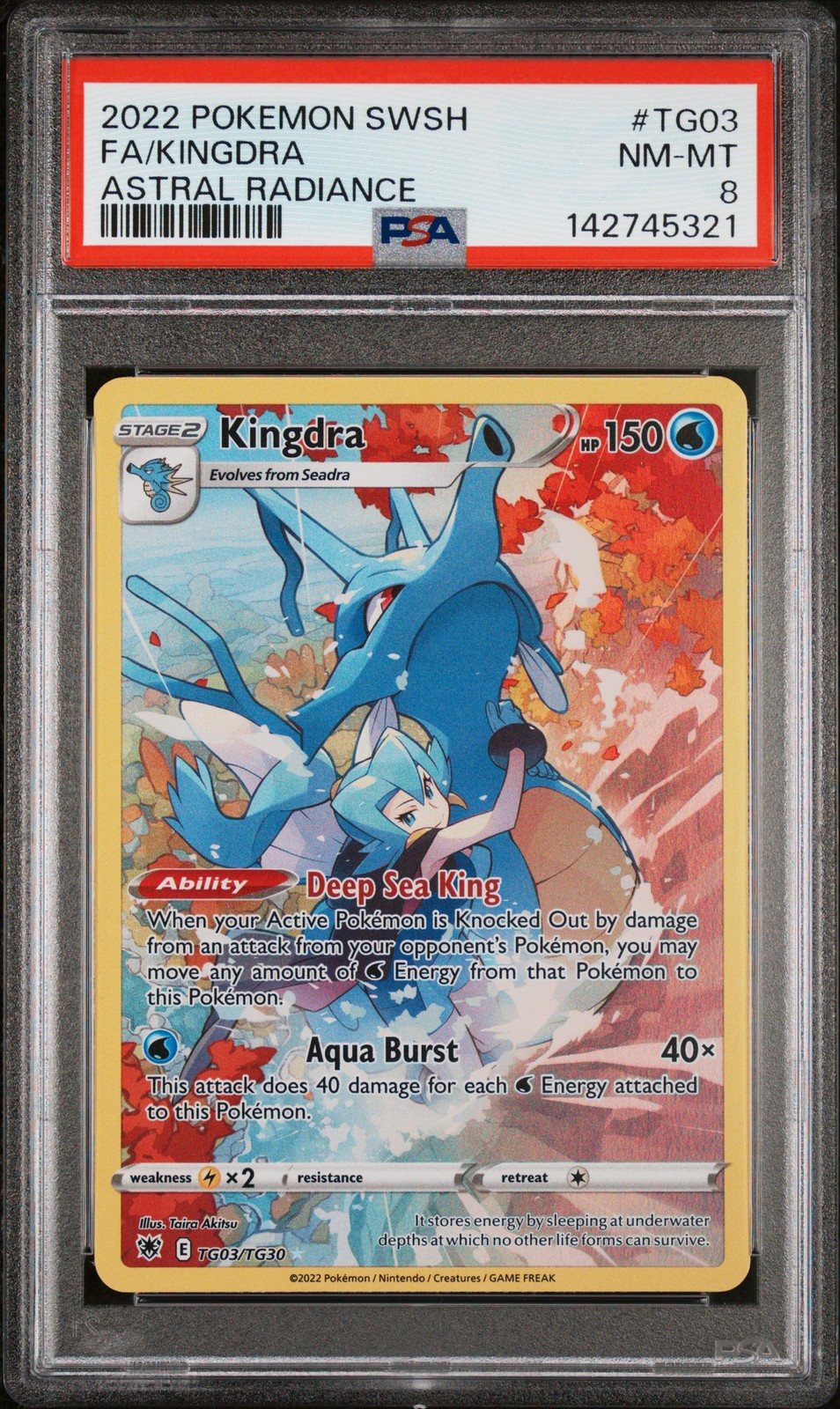 2022 POKEMON SWORD & SHIELD ASTRAL RADIANCE #TG03 FULL ART/KINGDRA PSA 8