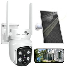 2K Solar Security Cameras Wireless Outdoor, Solar Panel Battery Power 2.4G/5G...