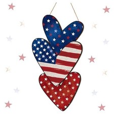 4th of July Hanging Door Sign Wooden Independence Day Decorations Heart Style
