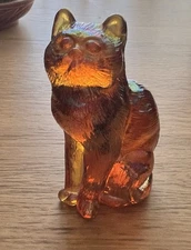 Mosser Glass Cat Figurine Rare Vintage 3'' Orange/Blue/Yellow/…