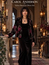 NEW VTG 90s Carol Anderson Velvet Burnout 2pc Maxi Dress Set XL Whimsigoth