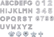 46Pcs 10Mm A-Z Rhinestone Alphabet Letter and 0-9 Digital Number and Mixed Style