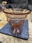 5" tall x 5-1/2"  Depression Glass pink block optic style footed, flared dish