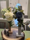 Rustic WOOD LARGE CROSS W/ FLORAL Decor NEW for table or wall - Home Decor Gift — photo 1