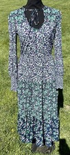 Michael Michael Kors Dress Womens XS Blue Floral Long Sleeve Maxi Boho Ruffle