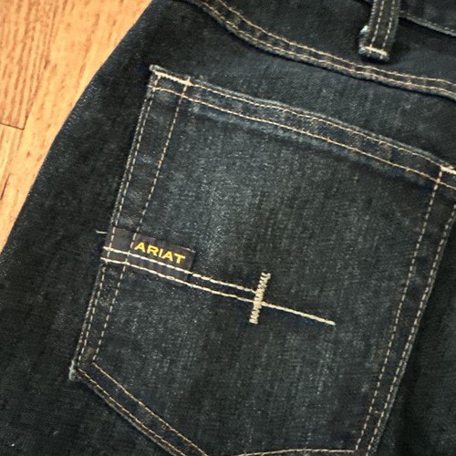 Ariat Jeans Mens 30x34 Rebar M5 dark Blue Denim Straight Leg  - Picture 11 of 12