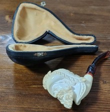 ANTICA PIPA IN SCHIUMA DI MARE, CON CUSTODIA ORIGINALE, FINE XIX secolo 1800