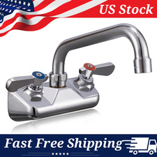 Commercial Wall Mount Bar Sink Faucet 4" Center with 8" Swivel Spout