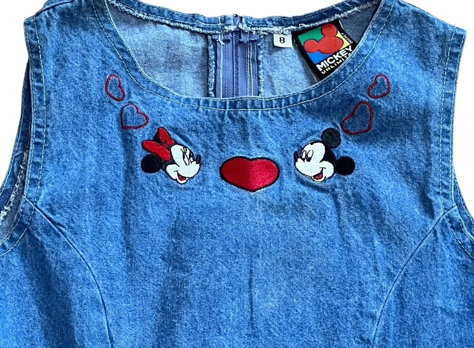 Vestido Jersey Mickey Unlimited Disney Jerry Leigh Denim Jean Niñas 8 Hecho en EE. UU. Foto 2 de 4