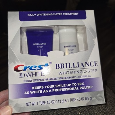 Crest 3D White Brilliance 2 Step Kit   Toothpaste 4oz + Whitening Gel 2.3oz
