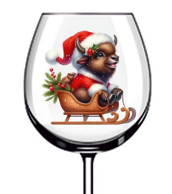 12x bunte Weihnachten lustige Bison Vinyl Aufkleber Abziehbild Becher Weinglas Auto