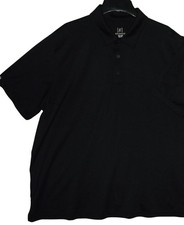 George Polo Shirt Mens 2XL 50-52 Solid Black Short Sleeve side slits polyester
