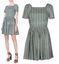 DOLCE & GABBANA DRESS LADYBUG PRINT FLARED SKIRT SHORT SLEEVE $2,200 IT 46 US 10