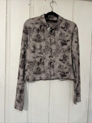 Harmony Balance Crop Brown Jacket Women XL  Zip Performance Yoga Workout New !